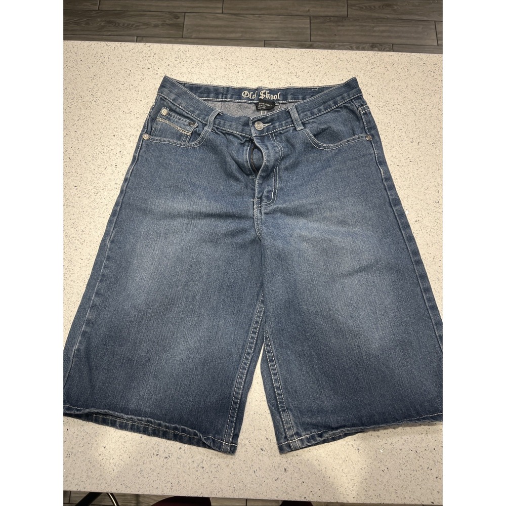 Vintage Old Skool Baggy Y2K Denim Shorts Men's Size 18 Faded Skater